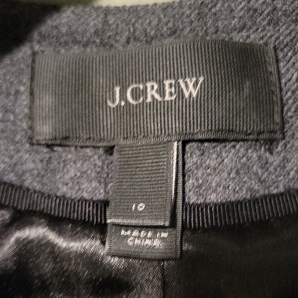 J Crew Charcoal Gray Lady Jacket Blazer Gold Buttons Navy Trim - 10 - Picture 2 of 9